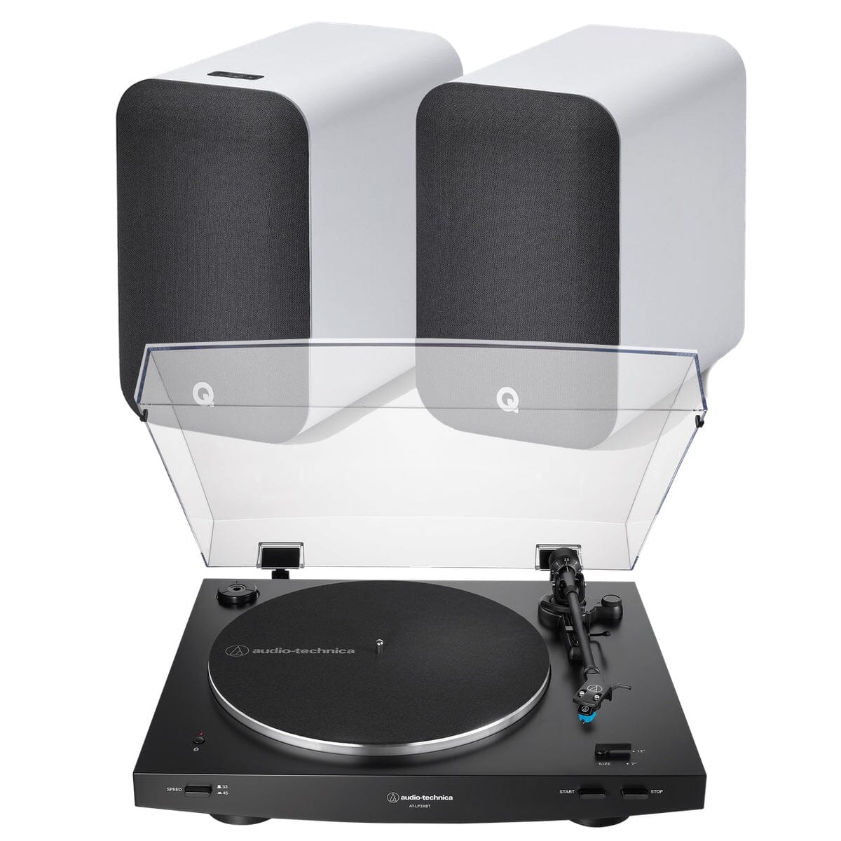Audio-Technica LP3XBT Automatic Turntable + Q Acoustics M20 Active Bluetooth Speakers - K&B Audio