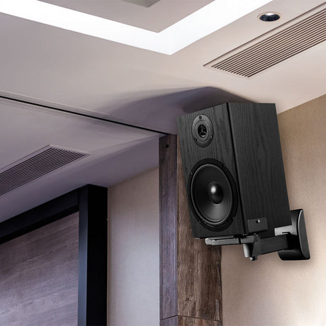 Universal Bookshelf Speaker Wall Mounts - Black (Pair) - K&B Audio