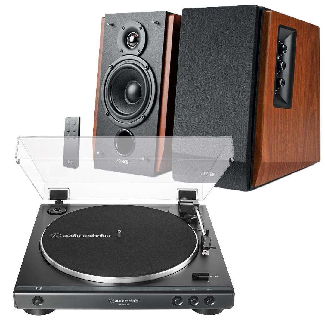 Audio-Technica LP60X Turntable + Edifier R1700BTs Active Bluetooth Speakers - K&B Audio