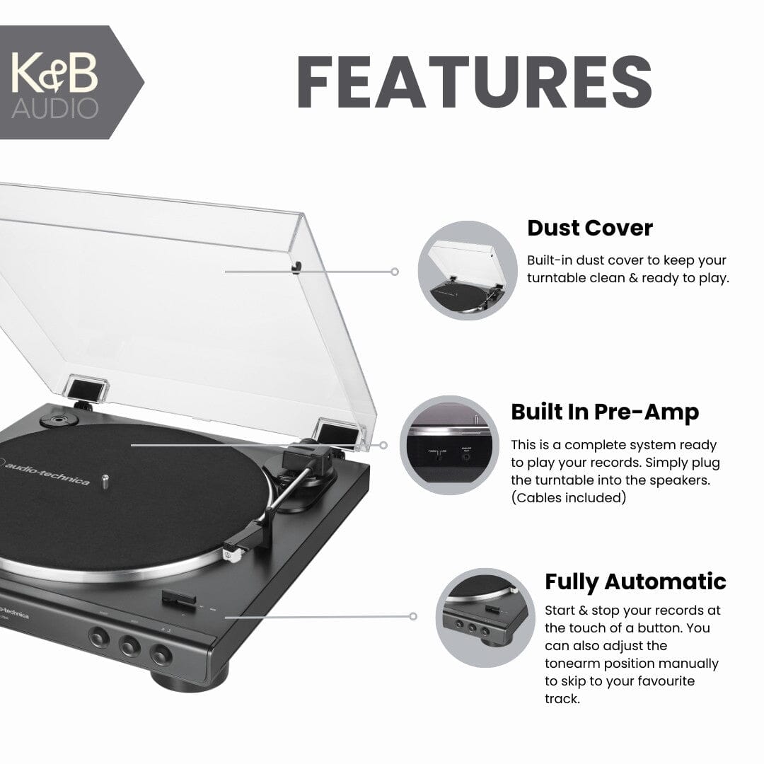 Audio-Technica LP60X Turntable + Edifier R1280DB Active Bluetooth Speakers - K&B Audio