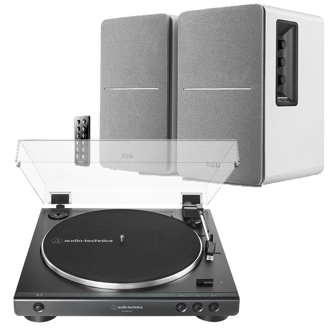 Edifier R1280DB & Audio-Technica LP60X Turntable with Bluetooth Speakers - K&B Audio