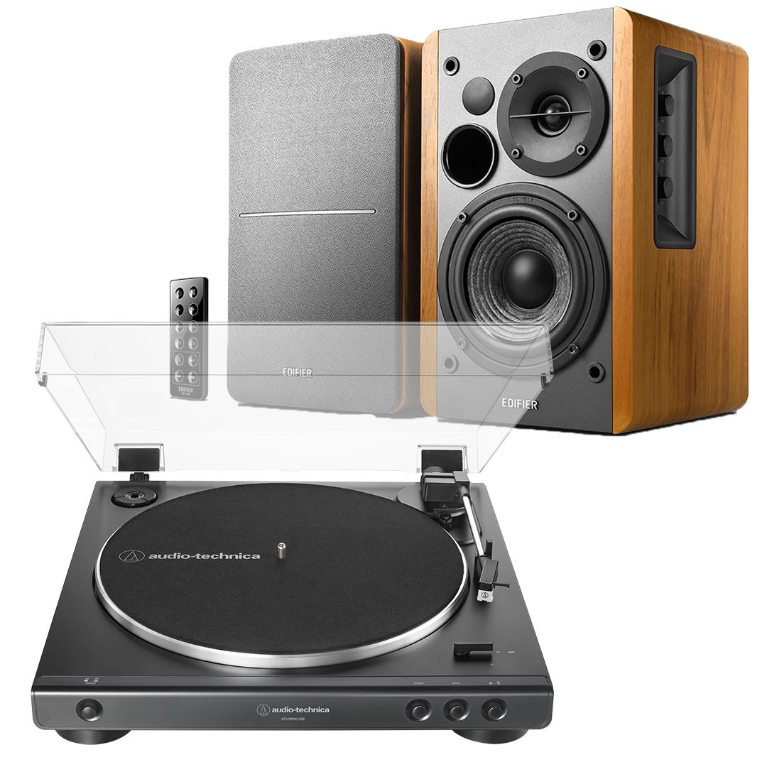 Audio-Technica LP60X Turntable + Edifier R1280DB Active Bluetooth Speakers - K&B Audio