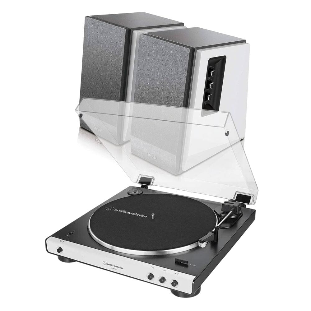 Audio-Technica LP60X-BT Bluetooth Turntable + Edifier R1700BT Active Bluetooth Speakers - White Edition - K&B Audio