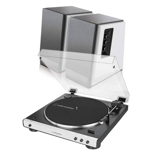 Audio-Technica LP60X-BT Bluetooth Turntable + Edifier R1700BT Active Bluetooth Speakers - White Edition - K&B Audio