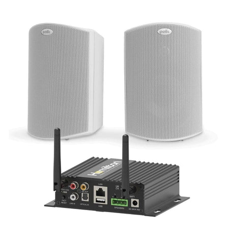 Hamilton WSA50+ WiFi & Bluetooth Outdoor Speaker System with Polk Audio Atrium 4 Outdoor Speakers (Pair) - K&B Audio