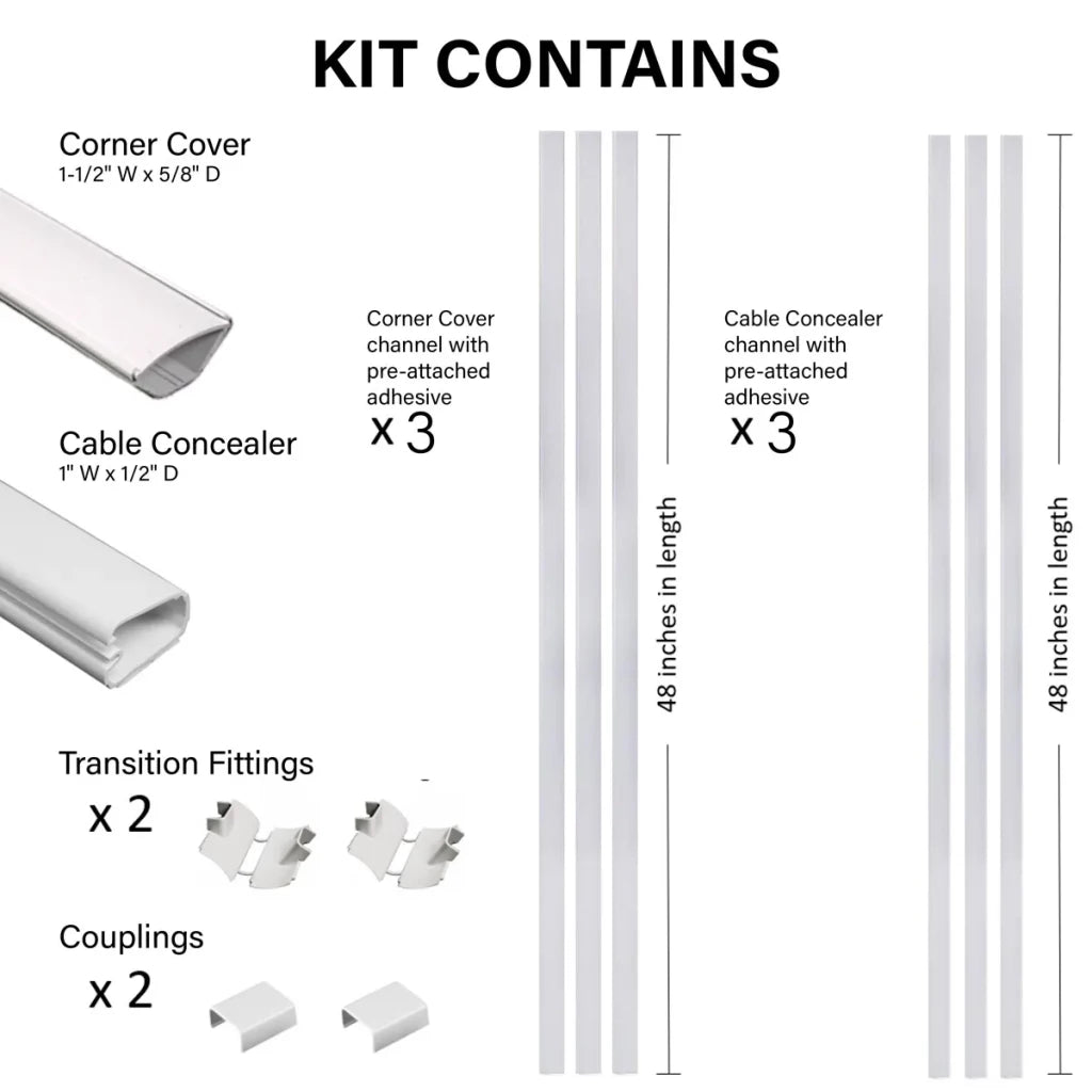 Sanus 12-Piece 48-in x 1-in PVC White Home Theater Cabling Kit (Holds up to 4 Cables)