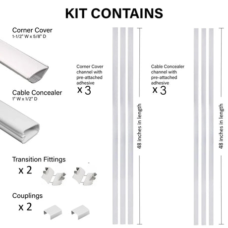 Sanus 12-Piece 48-in x 1-in PVC White Home Theater Cabling Kit (Holds up to 4 Cables)