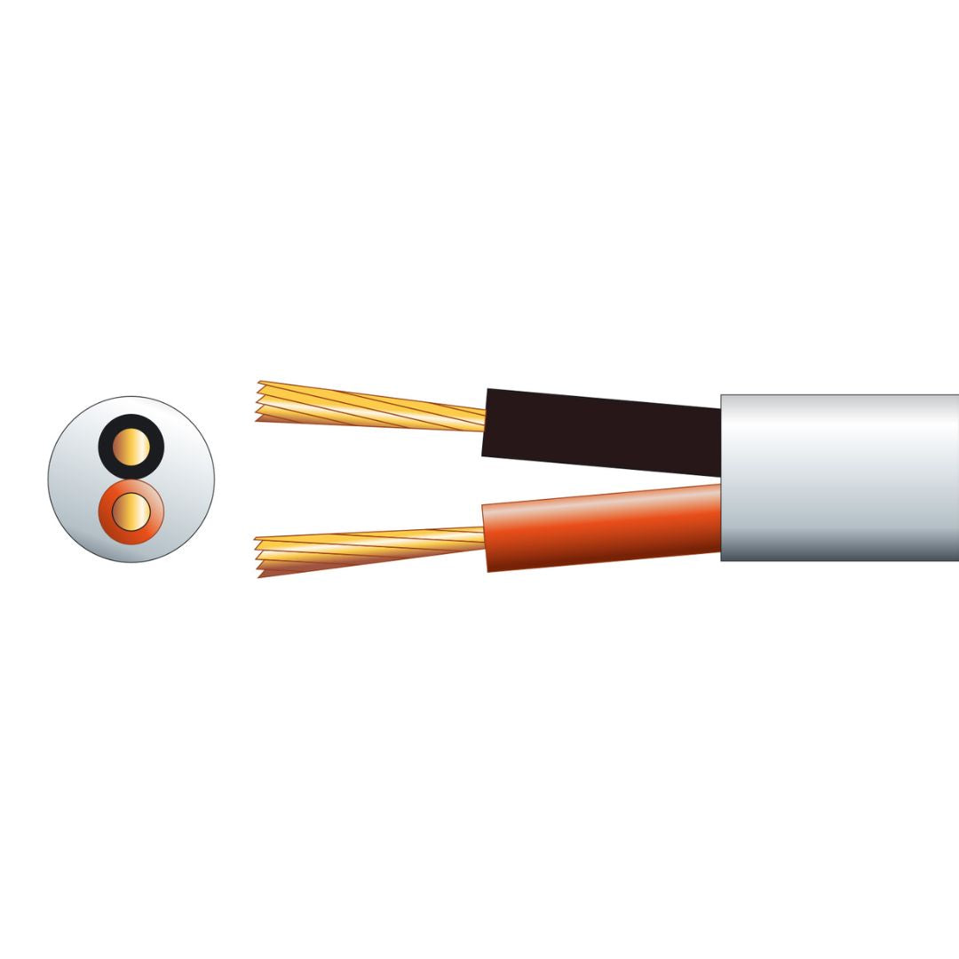 Mercury 2 x 24 Speaker Cable - Full Copper - White PVC - 100m - K&B Audio