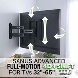 SANUS Advanced Full-Motion 4D® + Shift™ TV Wall Mount for TVs 32"-65"