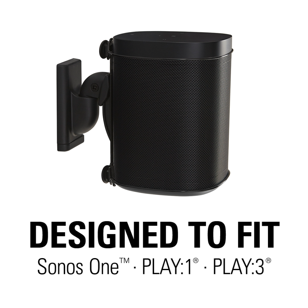 Wireless Speaker Swivel and Tilt Wall Mount, designed for Sonos One SL, Play:1, Play:3, pair in black