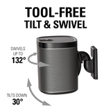 Wireless Speaker Swivel and Tilt Wall Mount, designed for Sonos One SL, Play:1, Play:3, pair in black
