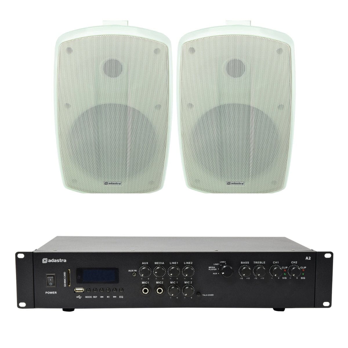 Adastra A2 Stereo Amplifier + BH6 6.5" Outdoor Speakers - K&B Audio