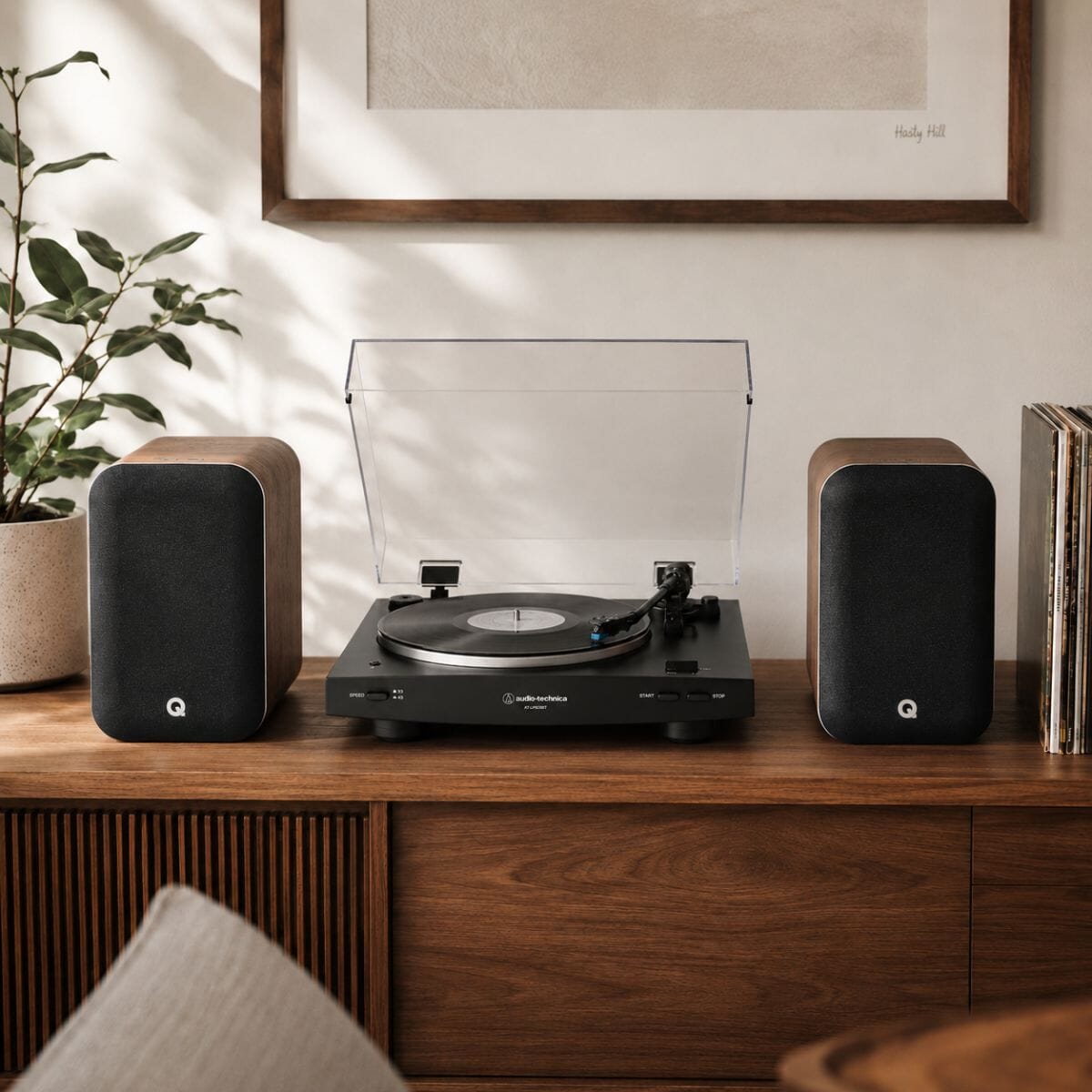 Audio-Technica LP3XBT Automatic Turntable + Q Acoustics M20 Active Bluetooth Speakers - K&B Audio
