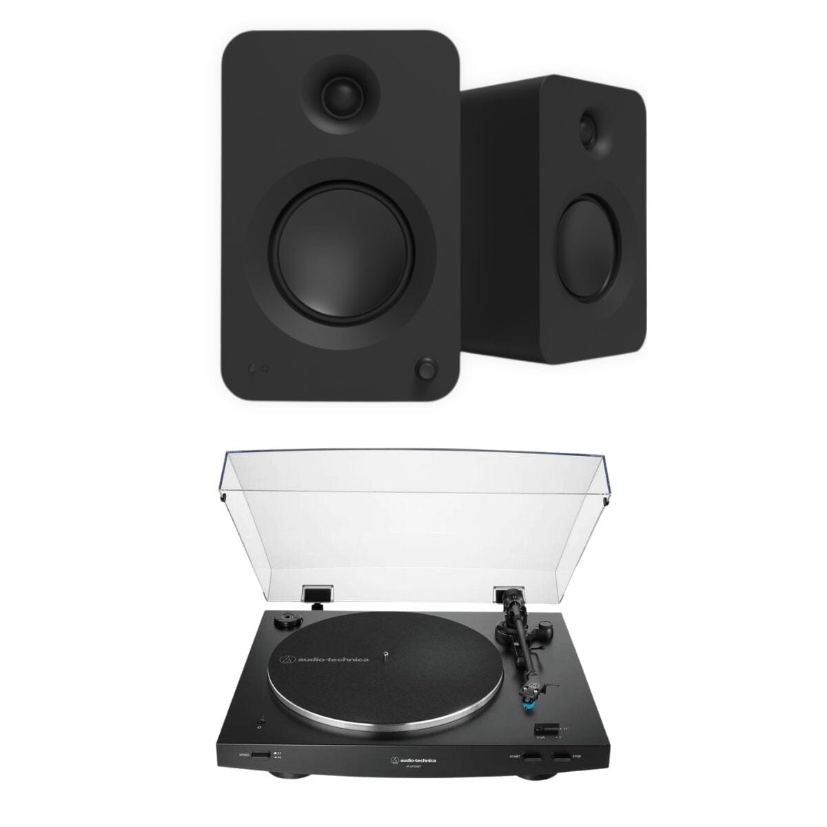 Audio-Technica LP3XBT Bluetooth Turntable + Kanto REN 200W Active Bookshelf Speakers Turntable Bundles Kanto / Audio-Technica Black Black 