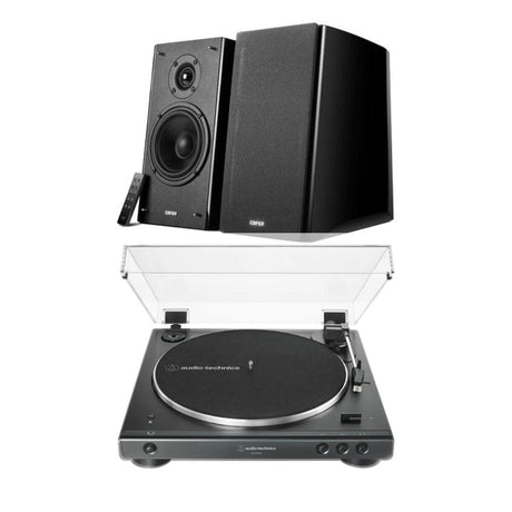 Audio-Technica LP60X + Edifier R2000DB 120W Active Bookshelf Speakers Turntable Bundles Edifier / Audio-Technica Black Standard + Bluetooth (LP60XBT) 