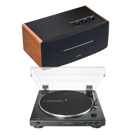 Audio-Technica LP60X Turntable + Edifier D12 Active Bluetooth Speaker Turntable Bundles Audio-Technica Wood Standard + Bluetooth (LP60XBT) 
