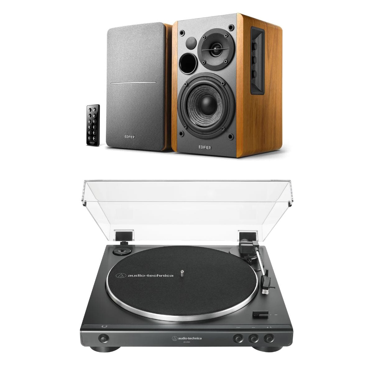 Audio-Technica LP60X Turntable + Edifier R1280DB Speakers Turntable Bundles Edifier / Audio-Technica Wood Standard Turntable (LP60X) 