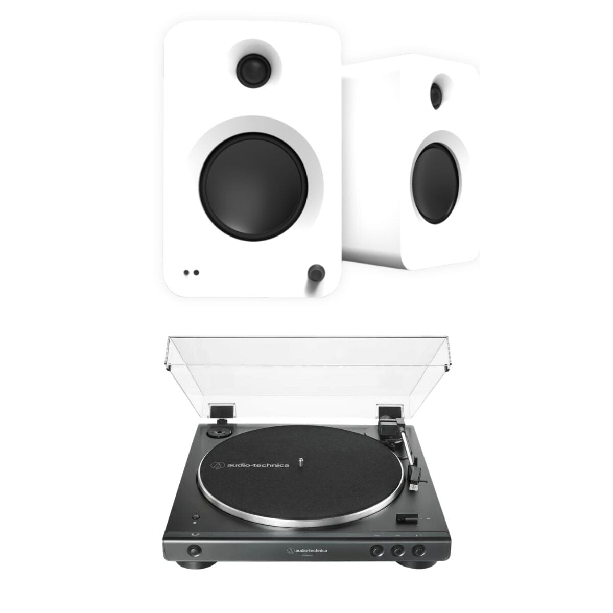 Audio-Technica LP60XBT Bluetooth Turntable + Kanto REN 200W Active Bookshelf Speakers Turntable Bundles Kanto / Audio-Technica White 