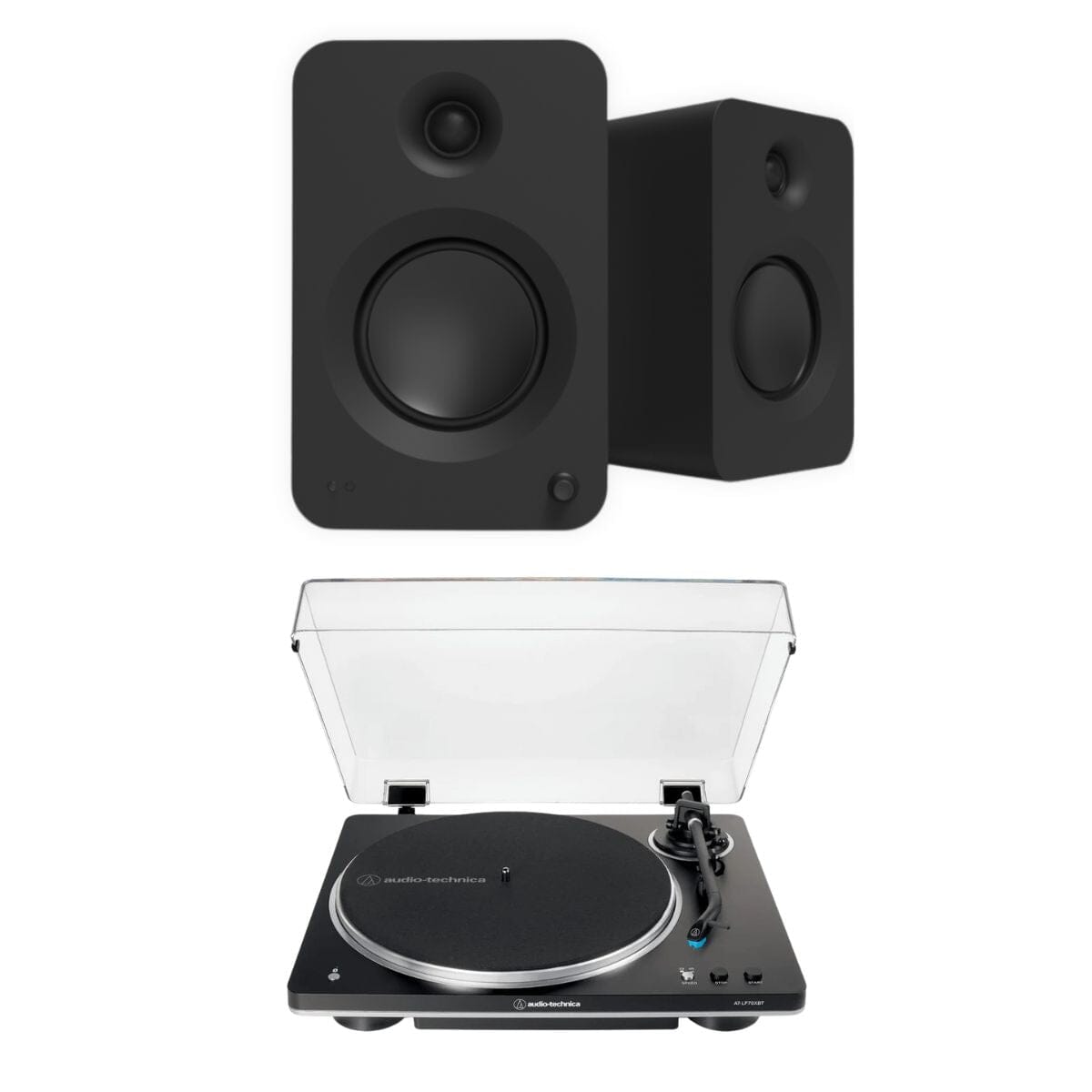 Audio-Technica LP70XBT Bluetooth Turntable + Kanto REN 200W Active Bookshelf Speakers Turntable Bundles Kanto / Audio-Technica Black Black 