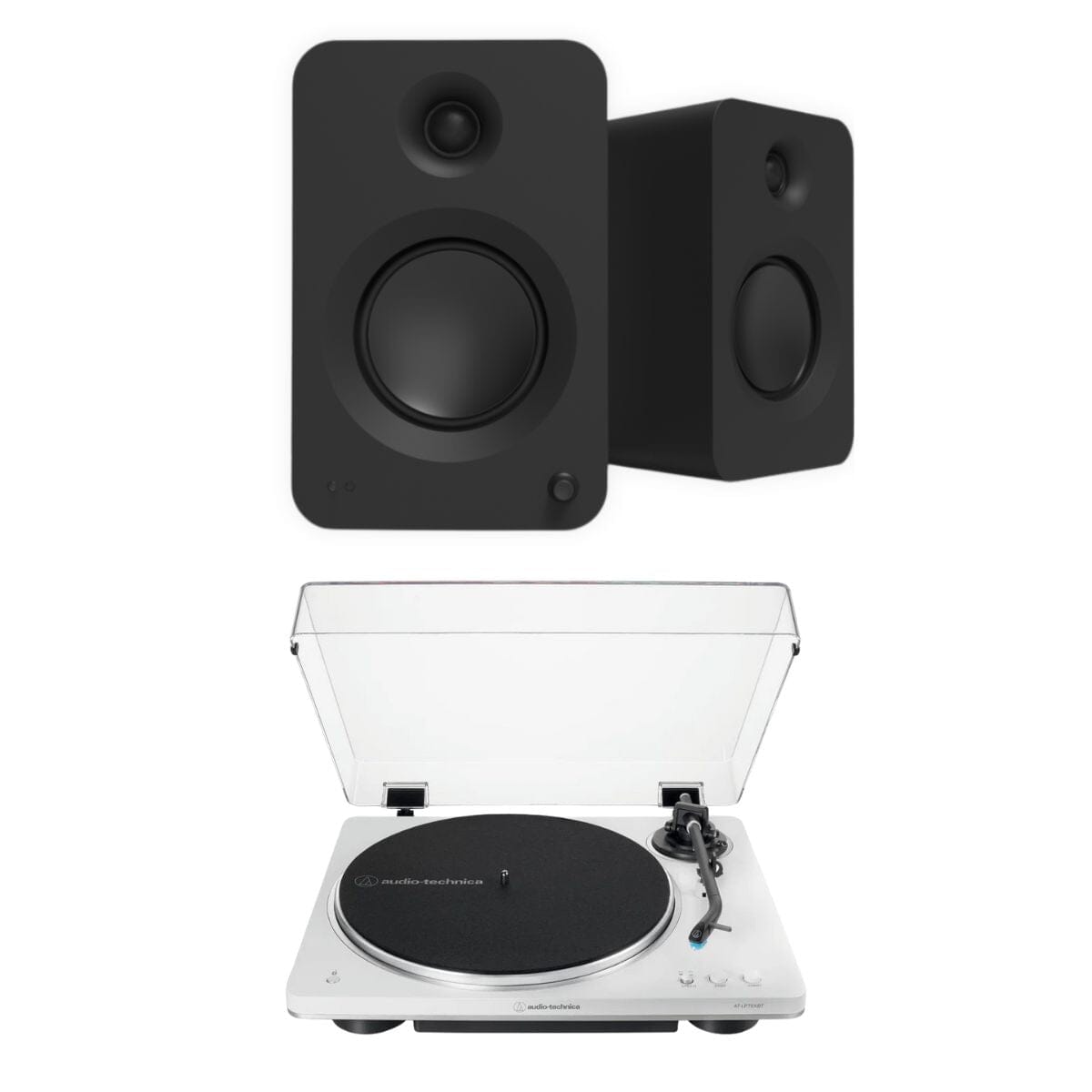 Audio-Technica LP70XBT Bluetooth Turntable + Kanto REN 200W Active Bookshelf Speakers Turntable Bundles Kanto / Audio-Technica Black White 
