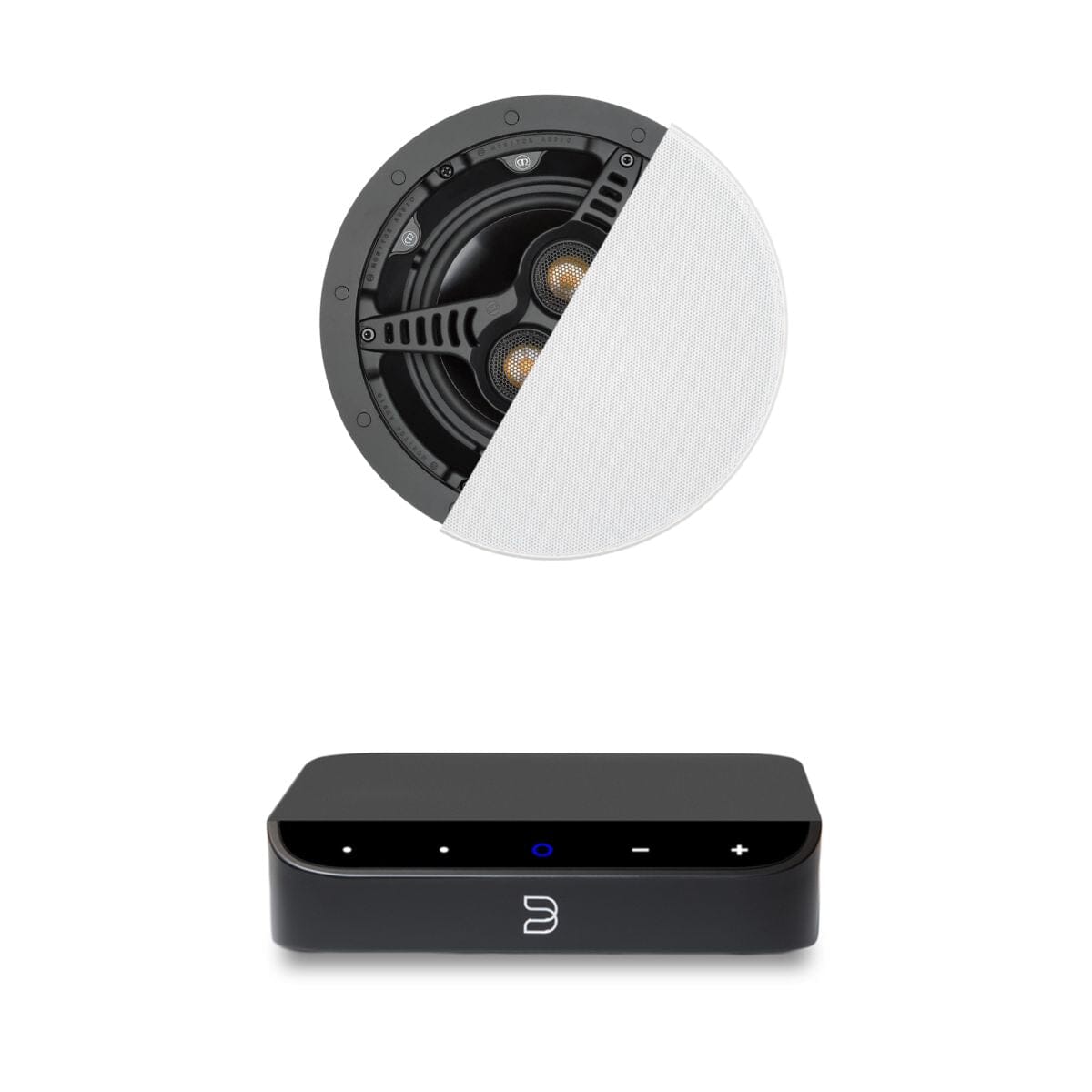 Bluesound Powernode Edge + Monitor Audio C165-T2 6.5" Stereo Ceiling Speaker - K&B Audio