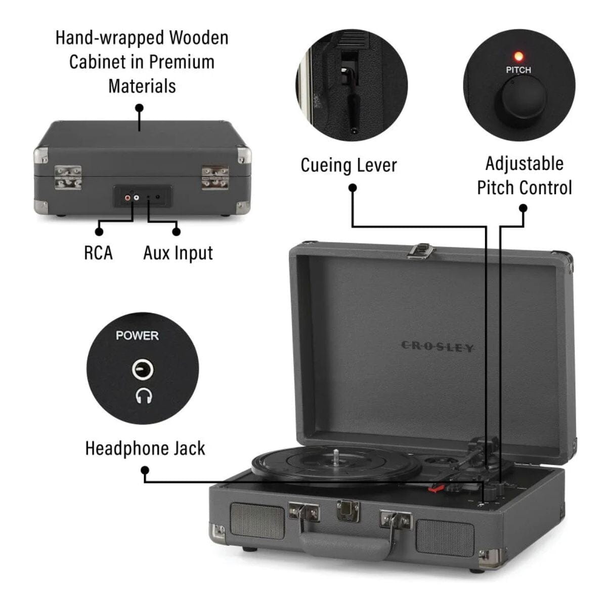 Crosley Cruiser Deluxe Plus Portable Record Player with Bluetooth - Purple Ash - K&B Audio