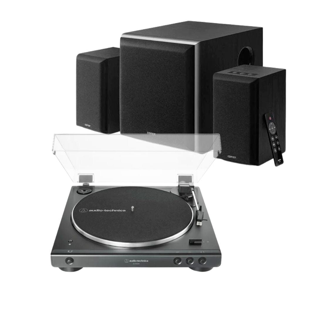 Audio-Technica LP60X Turntable + Edifier M601DB Active Bluetooth Speakers with Subwoofer - K&B Audio