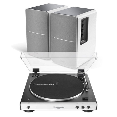 Edifier R1280DB & Audio-Technica LP60XBT Bluetooth Turntable with Speakers - White Edition - K&B Audio