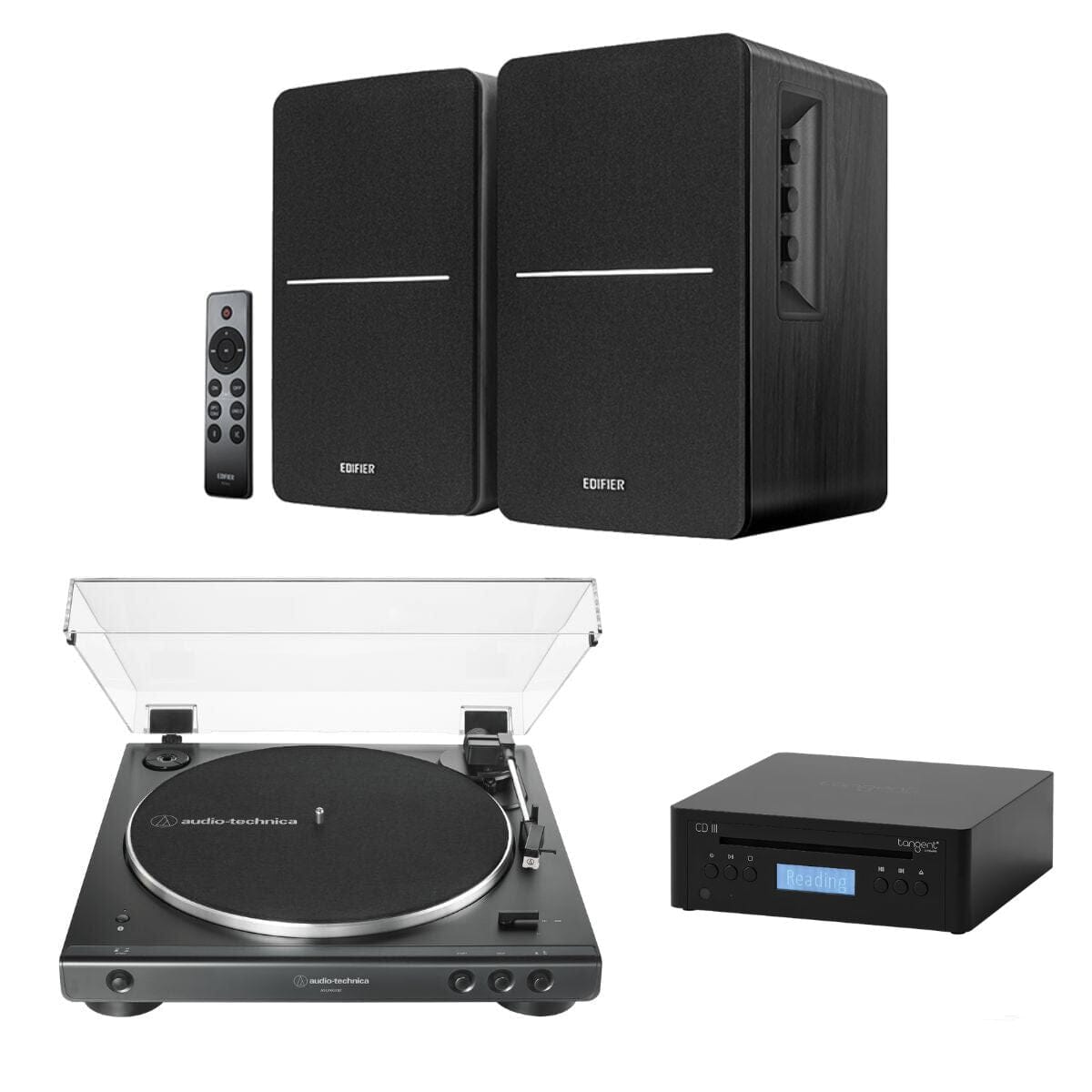 Edifier R1280DBs + Audio-Technica LP60XBT + Tangent CD III Turntable, Speakers & CD Player - K&B Audio