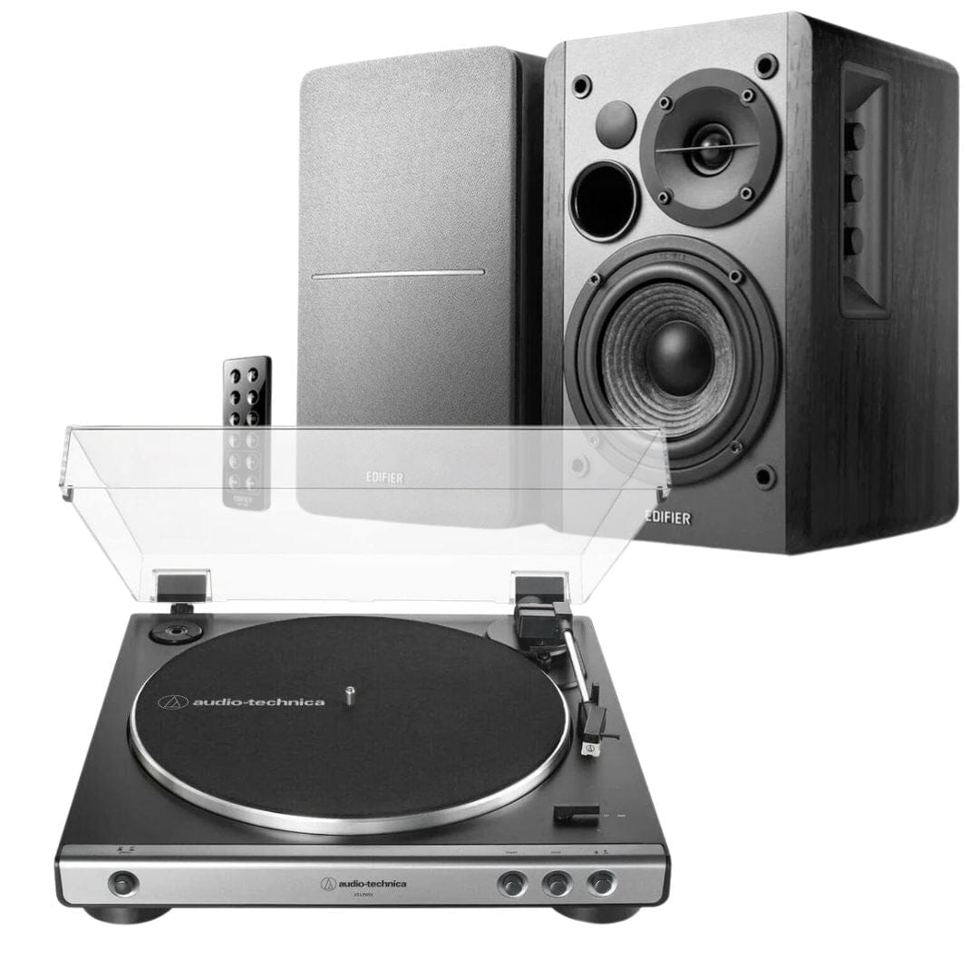 Edifier R1280T & Audio-Technica LP60X Turntable with Speakers - K&B Audio