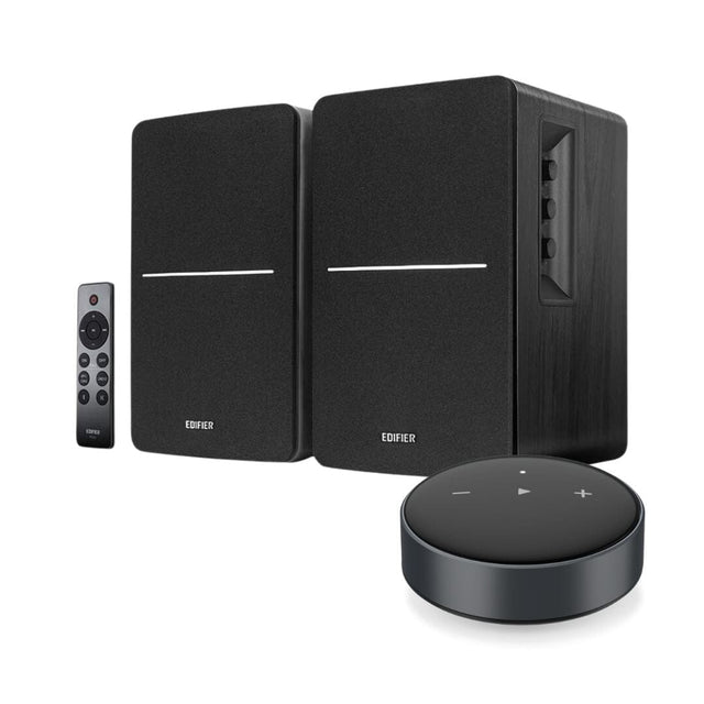 Edifier R1280T Active Bookshelf Speakers + WiiM Mini Music Streamer with Multiroom, Airplay 2, Spotify Connect & Alexa - K&B Audio