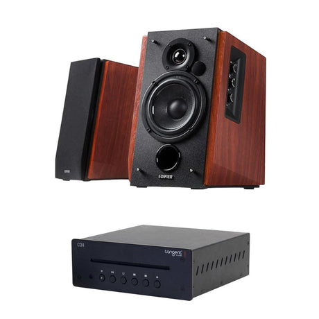 Edifier R1700BT Active Bookshelf Speakers with Bluetooth + Tangent CD II CD Player HiFi Systems Edifier Wood 