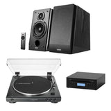 Edifier R1855DB Bluetooth Speakers + Audio-Technica LP60XBT Turntable + Tangent CD III Player Bundle - K&B Audio