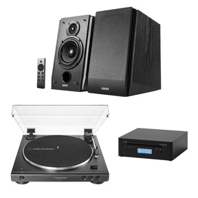 Edifier R1855DB Bluetooth Speakers + Audio-Technica LP60XBT Turntable + Tangent CD III Player Bundle - K&B Audio