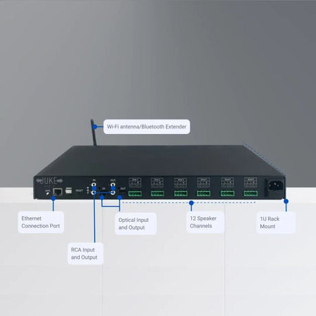 Juke+ 6 Zone 100W Amplifier with W-Fi, Airplay 2 & Bluetooth - K&B Audio