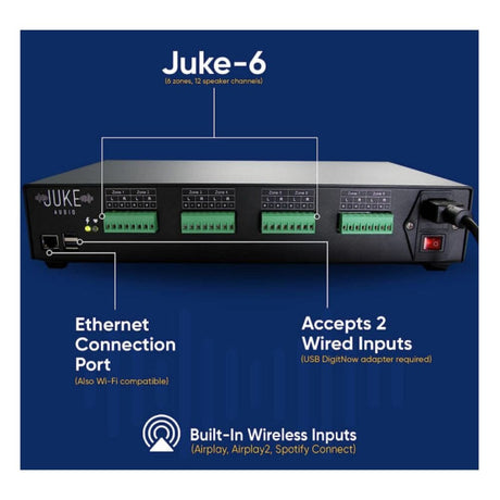 Juke Audio 6-8 Zone Amplifier with W-Fi, Airplay 2 & Bluetooth - K&B Audio