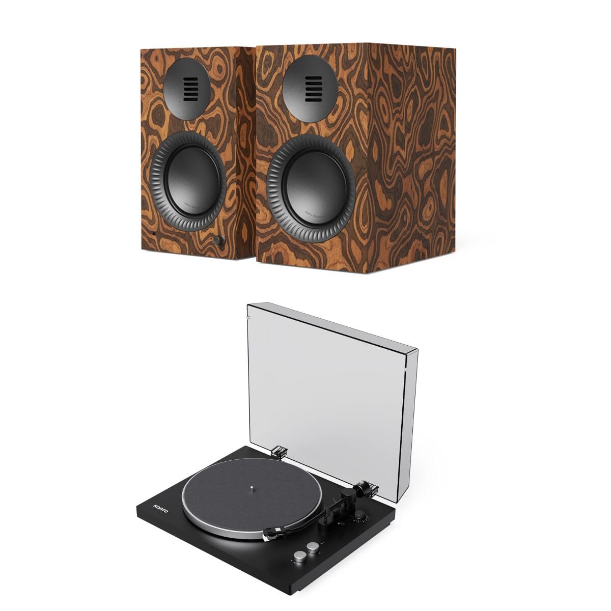 Kanto OBI3 Bluetooth Turntable + TUK G2 Bookshelf Speakers Turntable Bundles Edifier / Kanto Burl Black 
