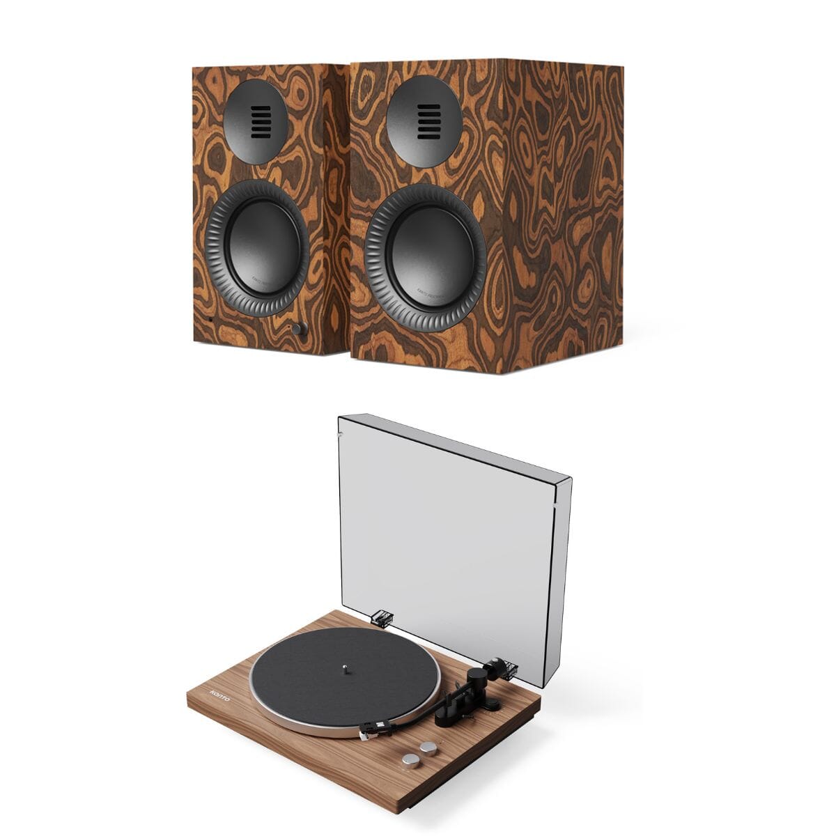 Kanto OBI3 Bluetooth Turntable + TUK G2 Bookshelf Speakers Turntable Bundles Edifier / Kanto Burl Walnut 