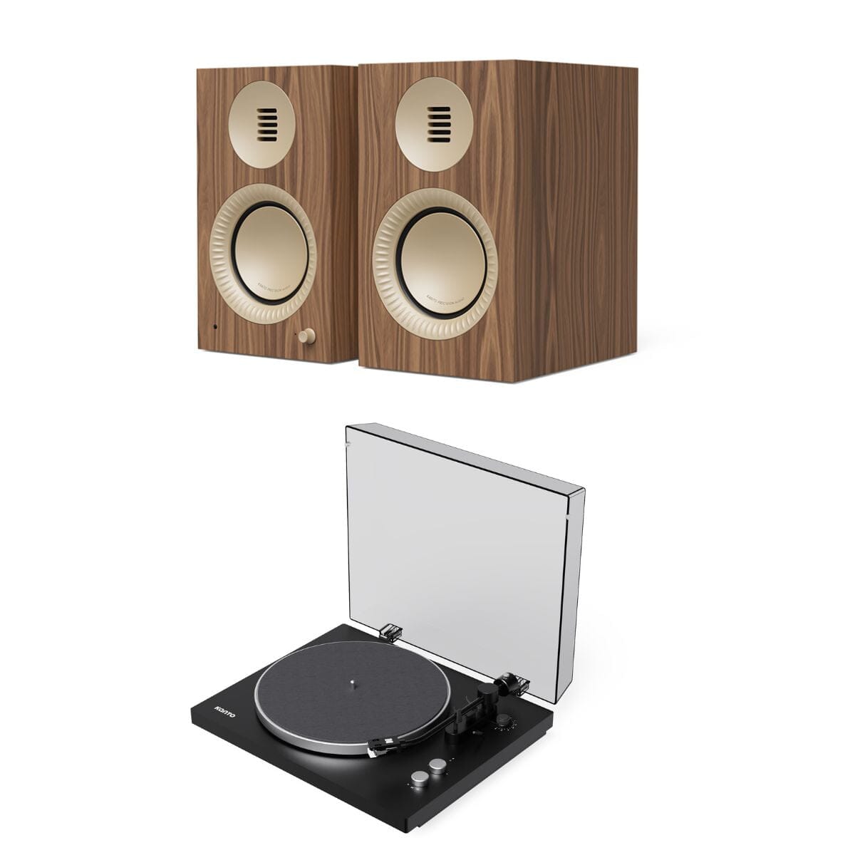 Kanto OBI3 Bluetooth Turntable + TUK G2 Bookshelf Speakers Turntable Bundles Edifier / Kanto Walnut Black 