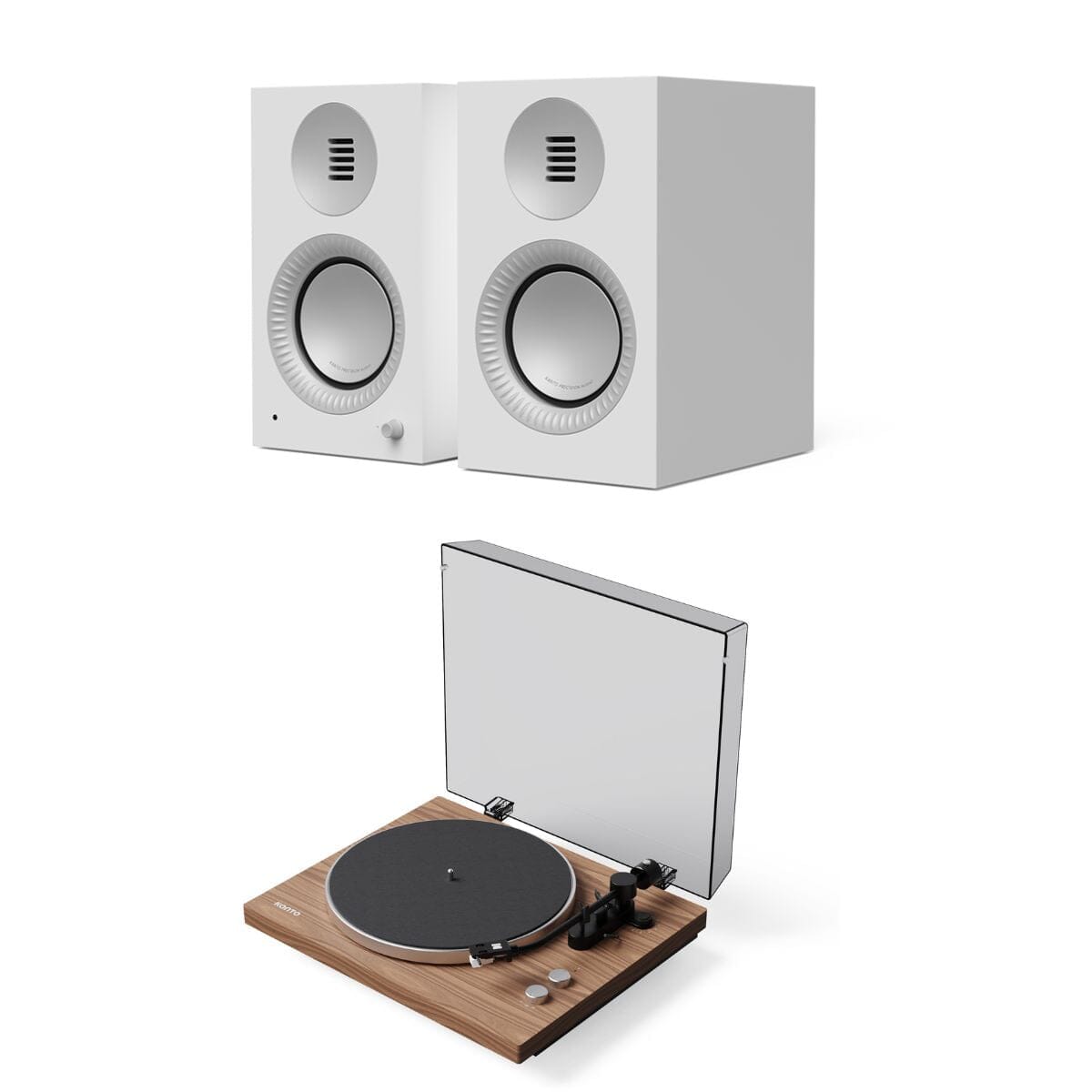 Kanto OBI3 Bluetooth Turntable + TUK G2 Bookshelf Speakers Turntable Bundles Edifier / Kanto White Walnut 