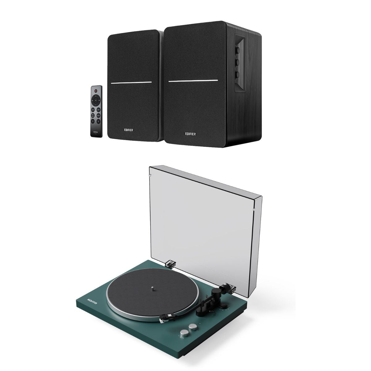 Kanto OBI3 Bluetooth Turntable + Edifier R1280DB Bookshelf Speakers - K&B Audio