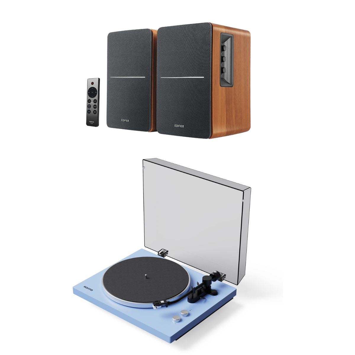 Kanto OBI3 Bluetooth Turntable + Edifier R1280DB Bookshelf Speakers - K&B Audio