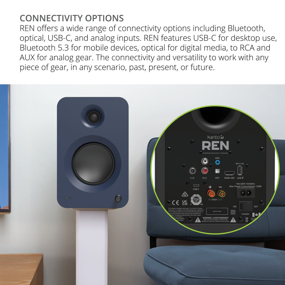 Kanto REN 200W Active Bookshelf Speakers with HDMI & Bluetooth - K&B Audio