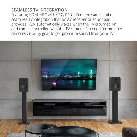 [OPEN BOX] Kanto REN 100W Active Bookshelf Speakers with HDMI & Bluetooth - Grey - K&B Audio