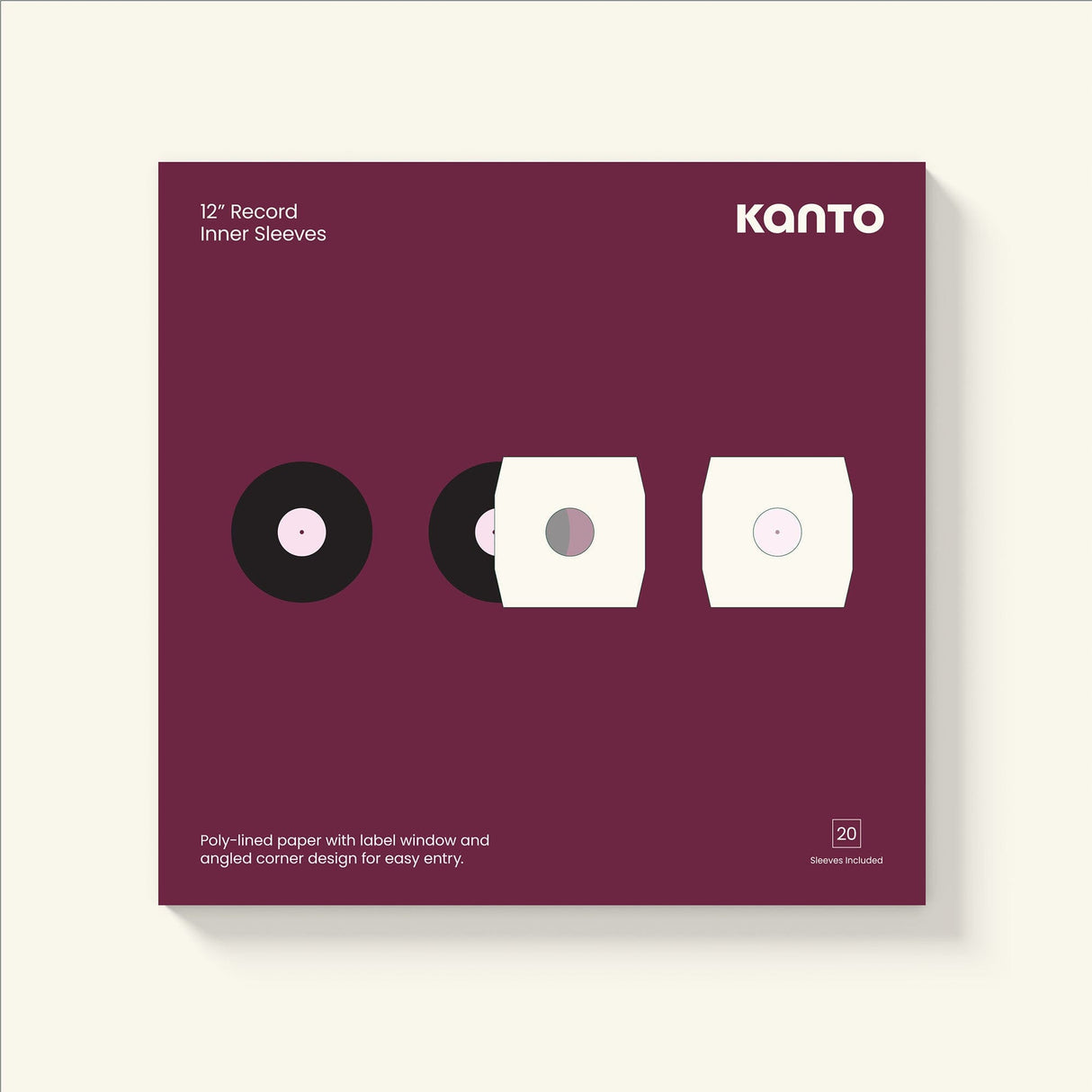 Kanto Vinyl Record Inner Sleeves - Pack of 20 Vinyl Accessories Kanto Audio 