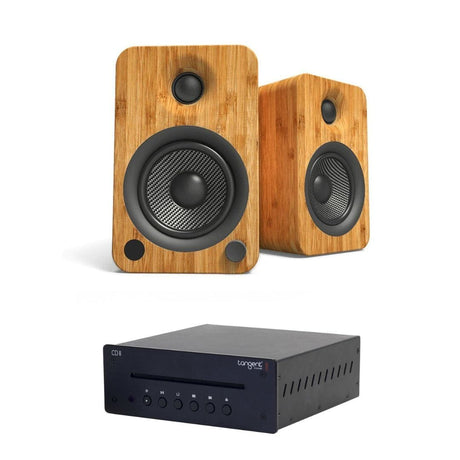 Kanto YU4 4" Active Bookshelf Speakers with Bluetooth + Tangent CD II CD Player HiFi Systems Kanto Audio Bamboo 