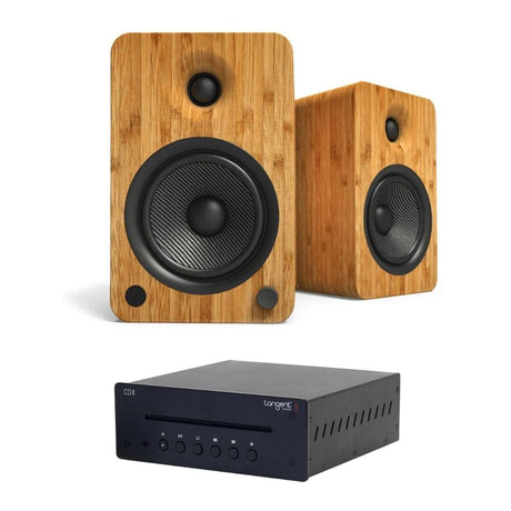 Kanto YU6 5.25" Active Bookshelf Speakers with Bluetooth + Tangent CD II CD Player HiFi Systems Kanto Audio Bamboo 