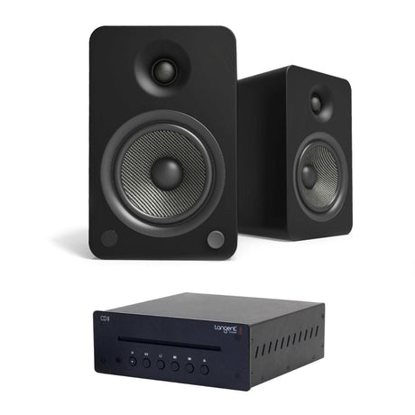 Kanto YU6 5.25" Active Bookshelf Speakers with Bluetooth + Tangent CD II CD Player HiFi Systems Kanto Audio Black 