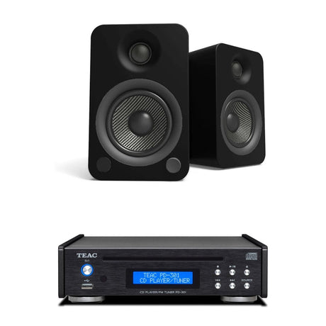 Kanto YU6 5.25" Active Bookshelf Speakers with Bluetooth + Teac PD-301 CD Player with Speakers inc. Bluetooth, DAB Radio & USB - K&B Audio