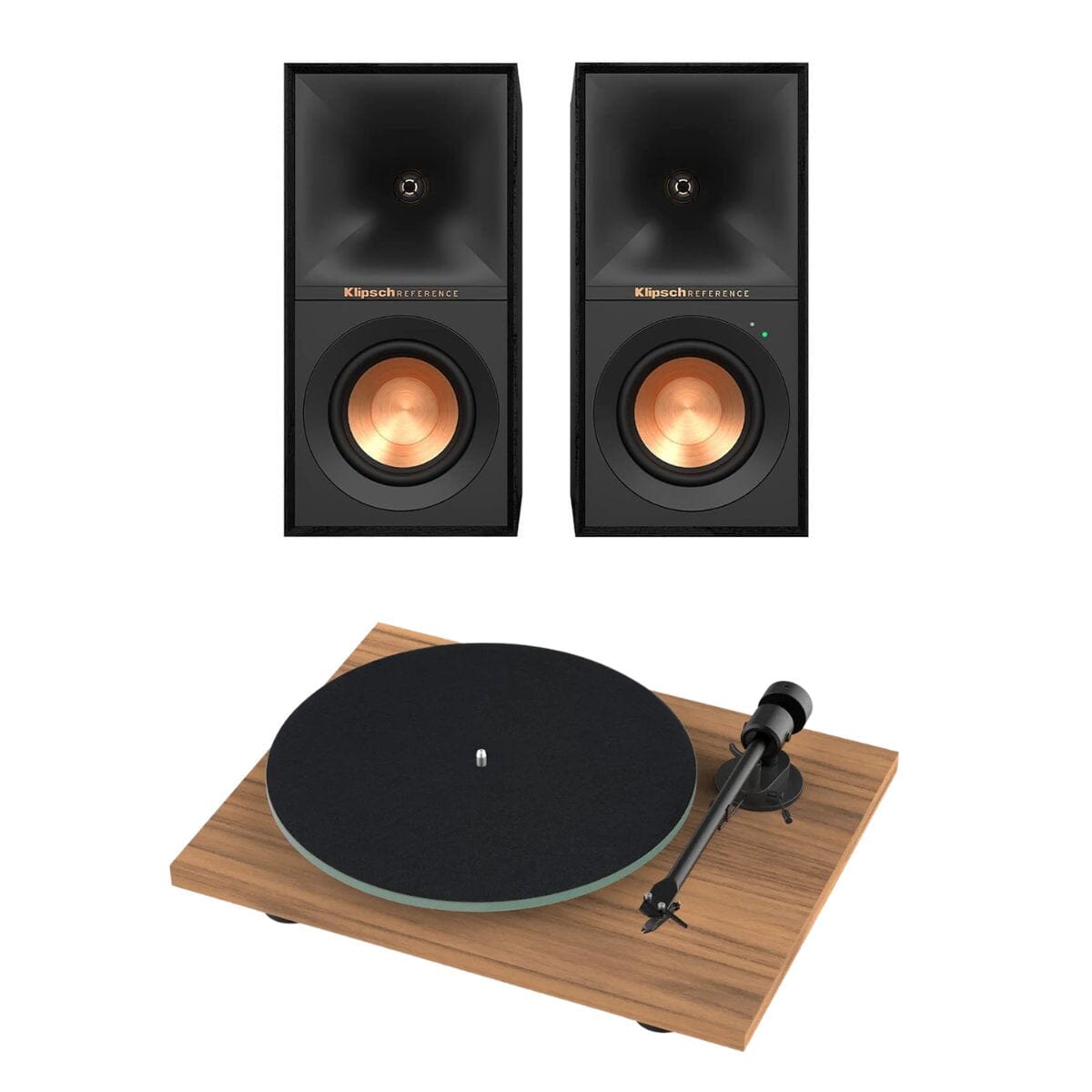 Klipsch R-40PM 70W Active Bookshelf Speakers + Pro-Ject T1 EVO Turntable - K&B Audio